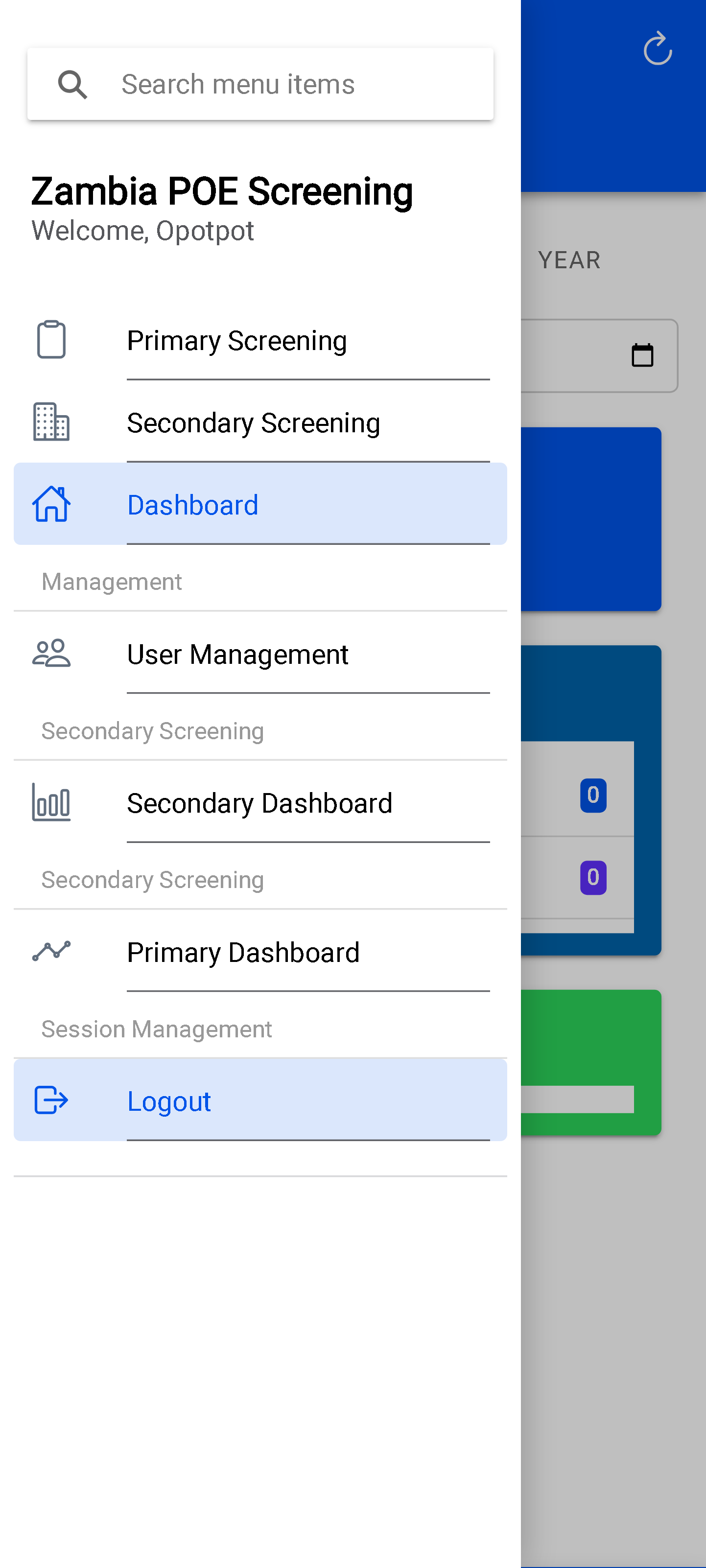 Mobile app sidebar — Navigation & settings