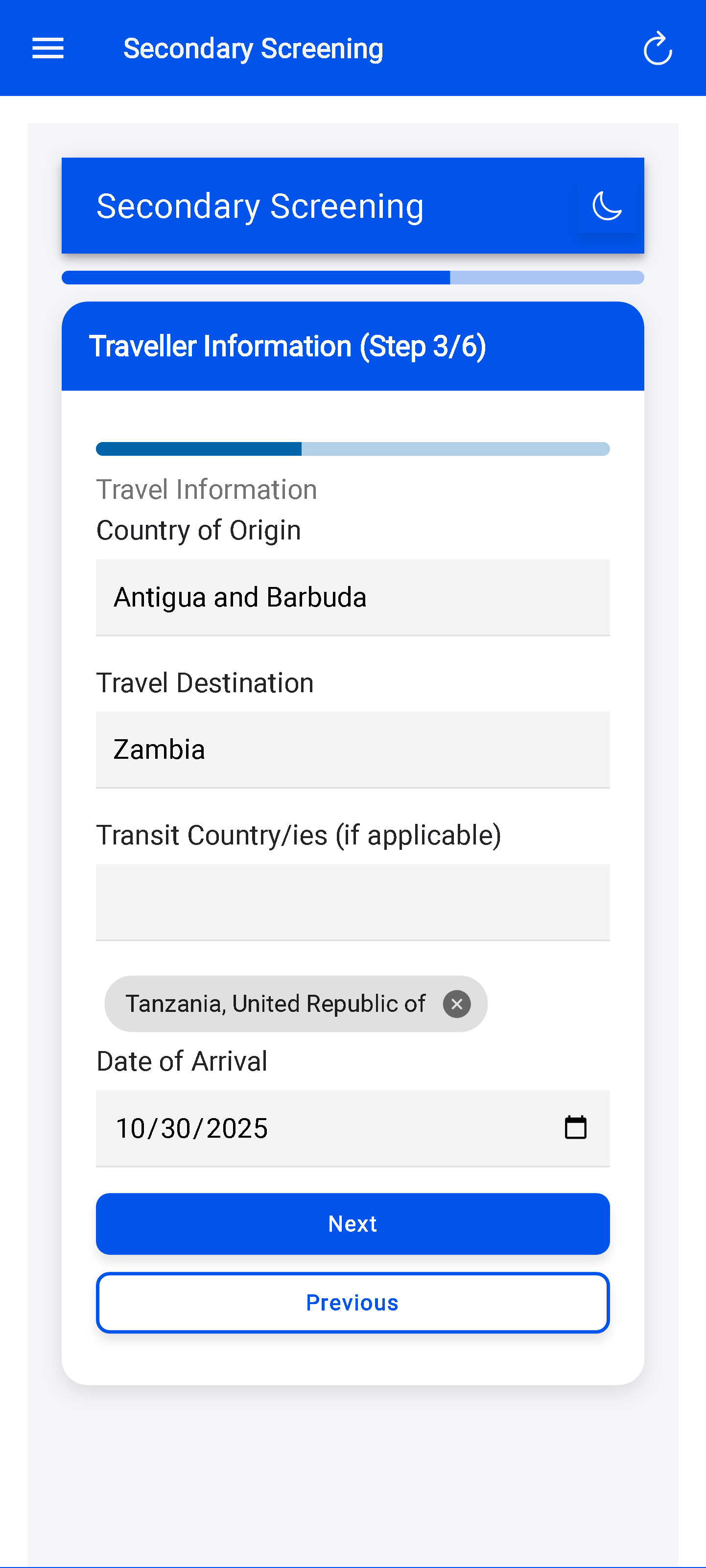 Traveller history — Past visits & movements