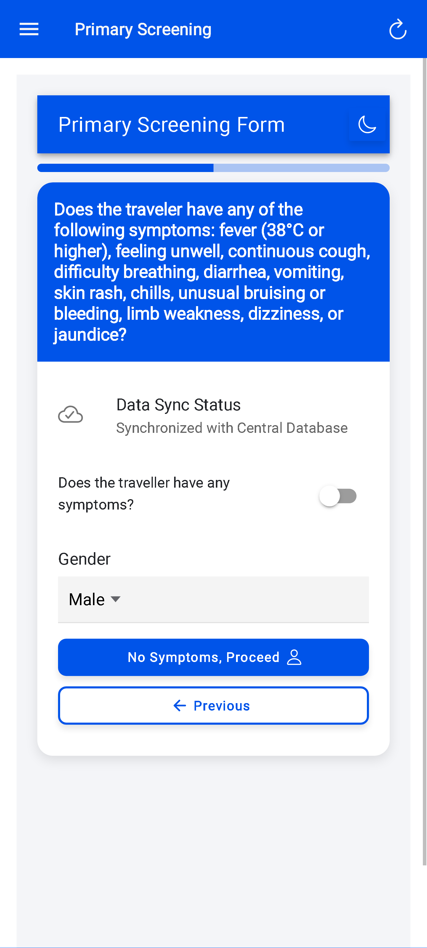 Primary screening form — High-throughput capture